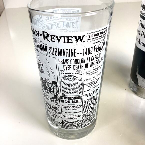 Set of 4 Spokane Daily Chronicle Spokesman Review Newspapers Vtg Bar Glasses - Picture 5 of 12